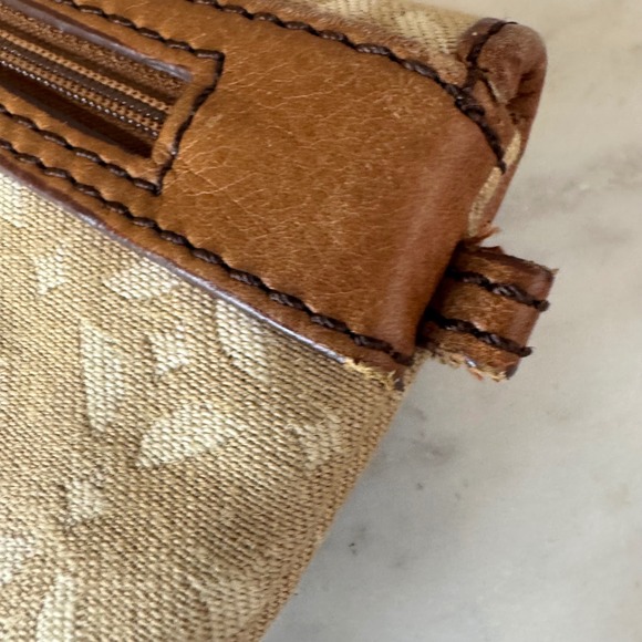 VTG Fossil Clutch Wallet Tan Brown Signature Coated Canvas Turn Lock - Picture 6 of 11